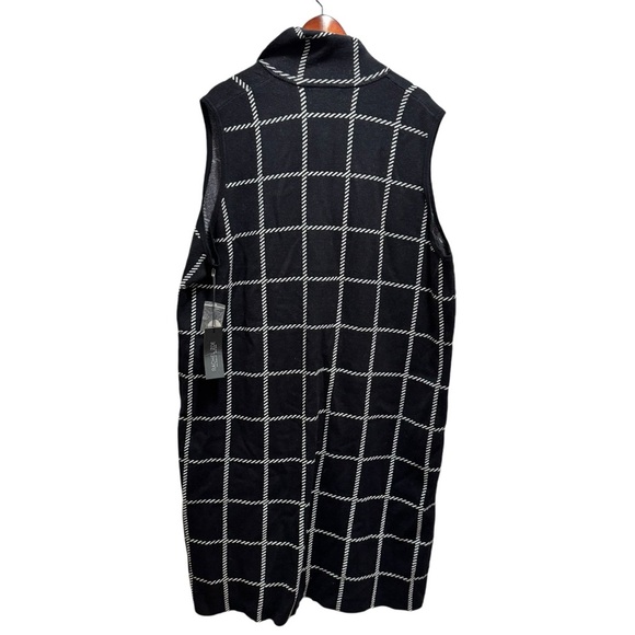 Rachel Zoe Sleeveless Collared Plaid Windowpane Long Blazer Black Vest 3X NWT - Picture 3 of 10